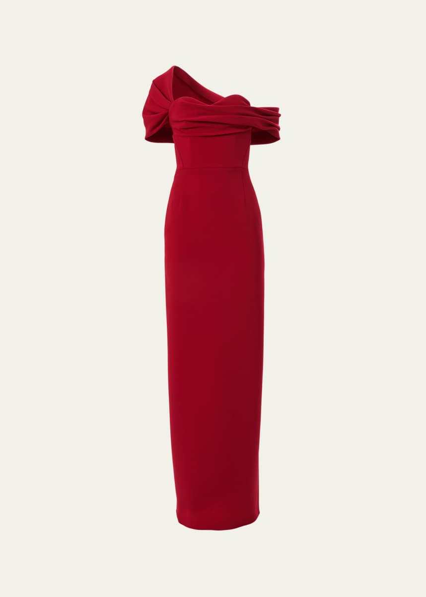 Carolina Herrera Draped Off-Shoulder Column Gown