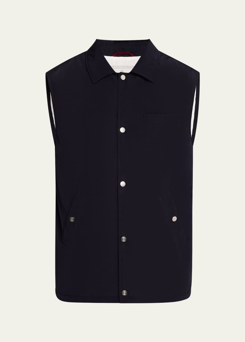 Brunello Cucinelli Men's Water Resistant Snap-Front Vest