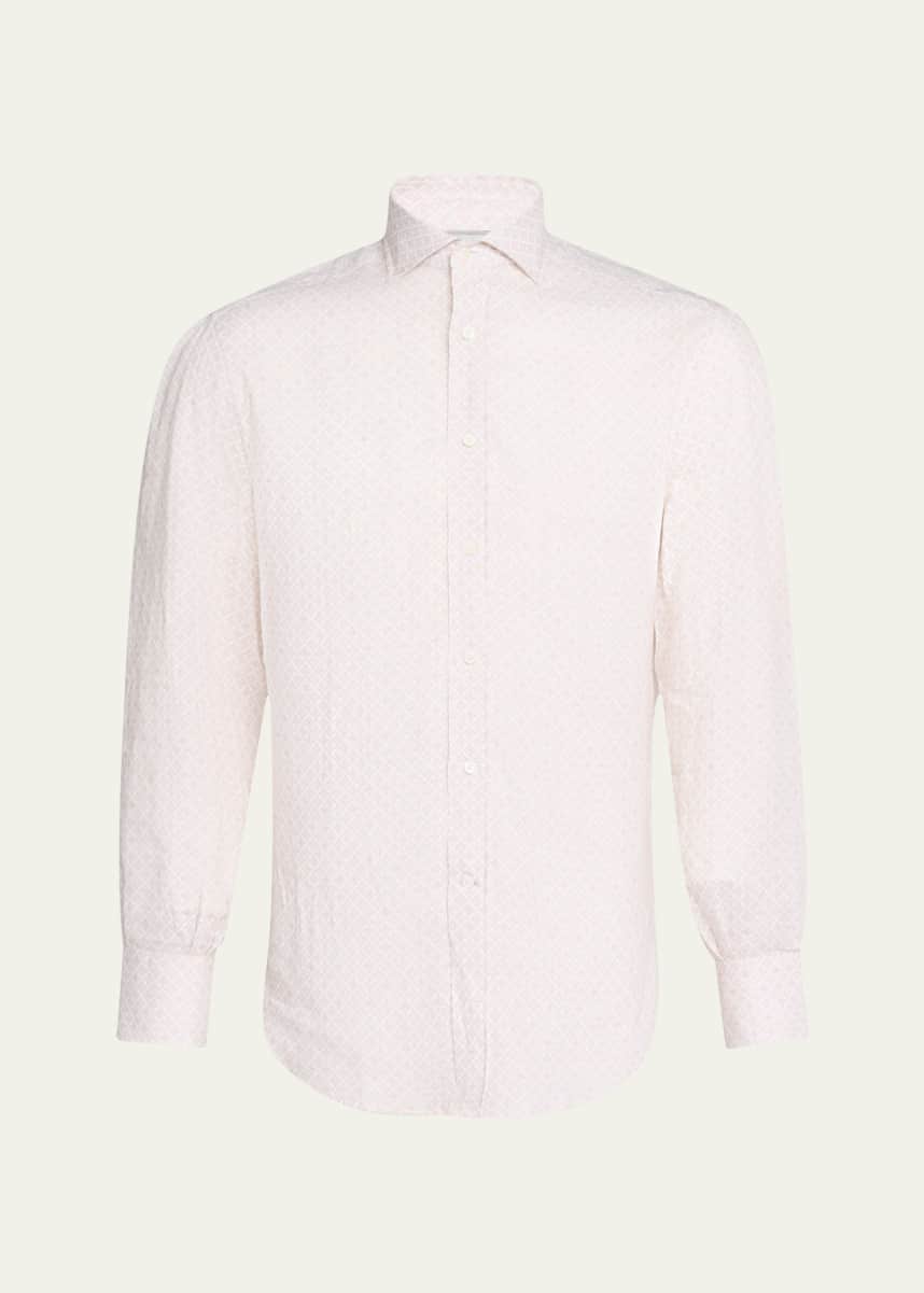 Brunello Cucinelli Men's Printed Linen Sport Shirt