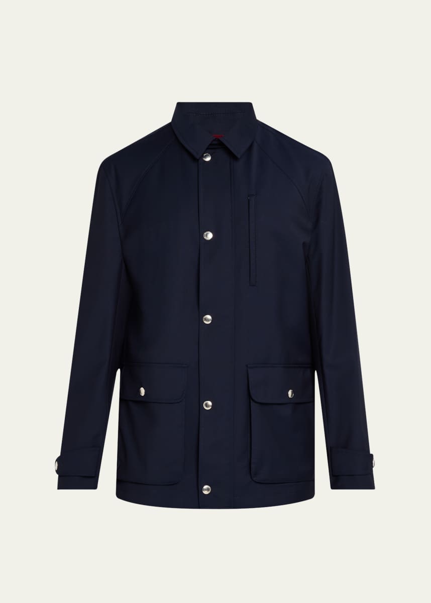 Brunello Cucinelli Men's Wool Full-Zip Travel Jacket