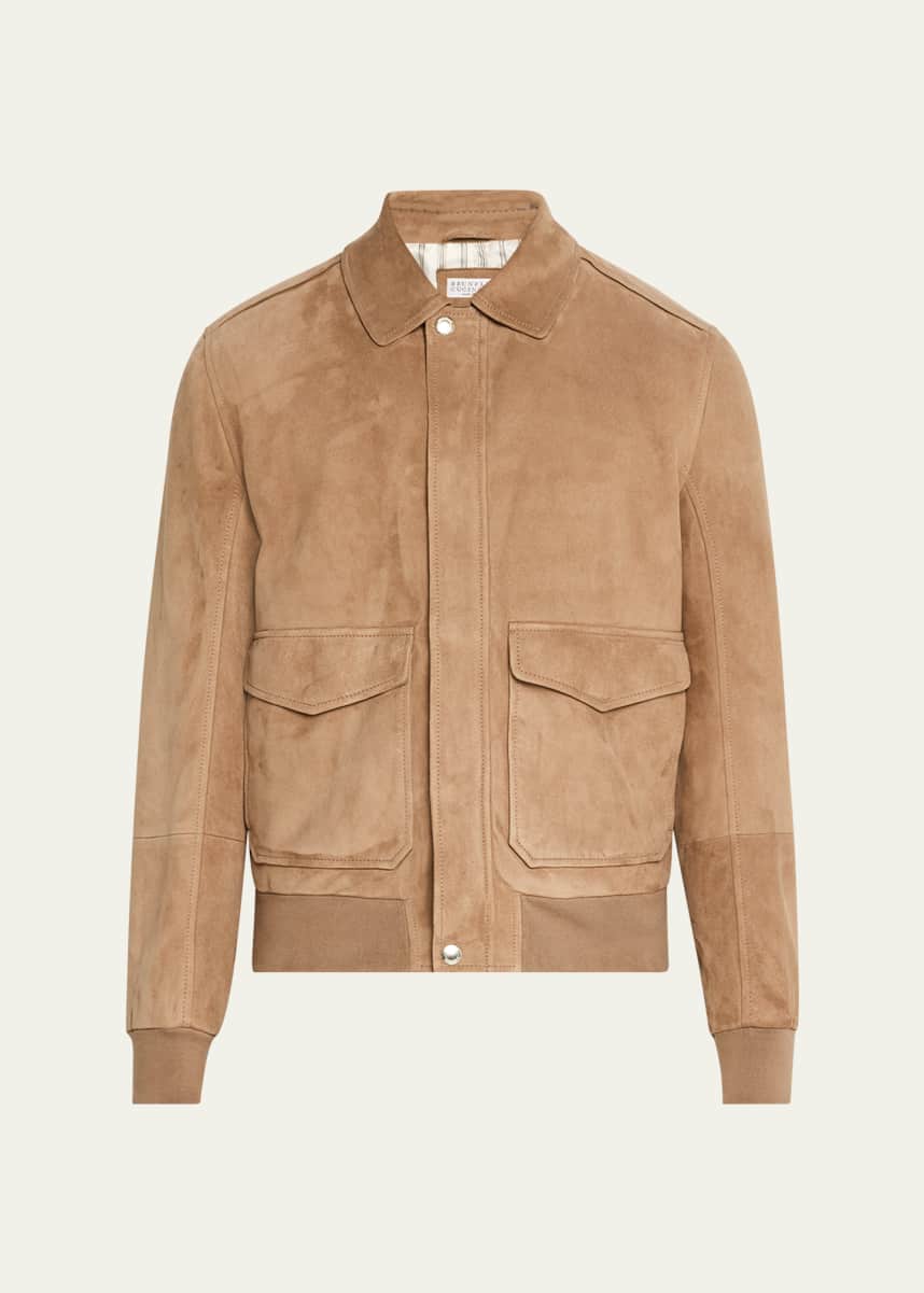 Brunello Cucinelli Men's Suede Full-Zip Jacket