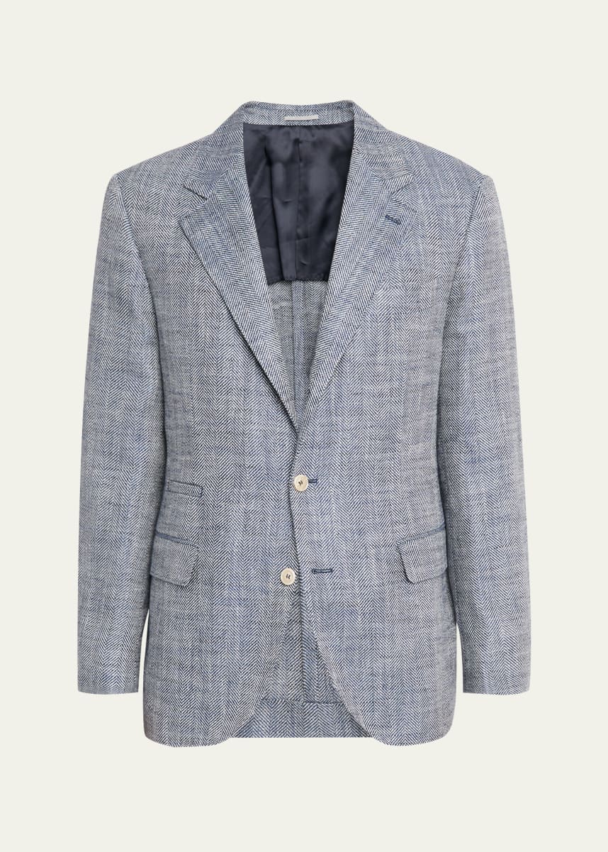 Brunello Cucinelli Men's Silk, Linen and Cotton Chevron Sport Coat
