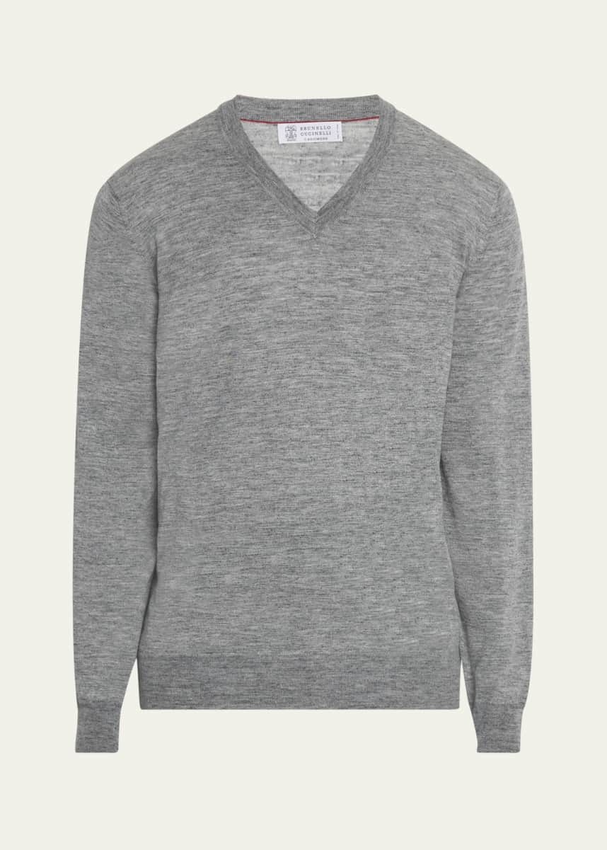Brunello Cucinelli Men's Cashmere-Blend V-Neck Sweater