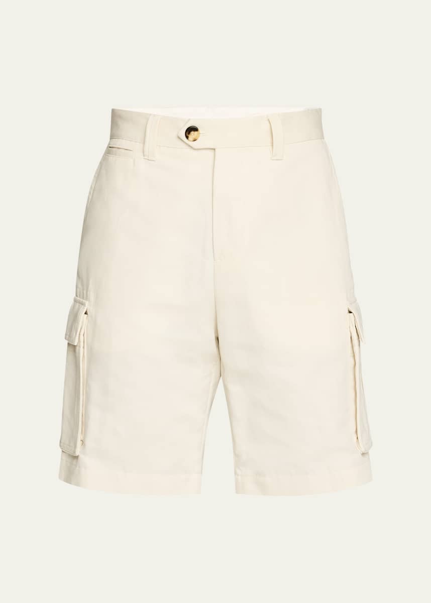 Brunello Cucinelli Men's Linen and Cotton Cargo Bermuda Shorts