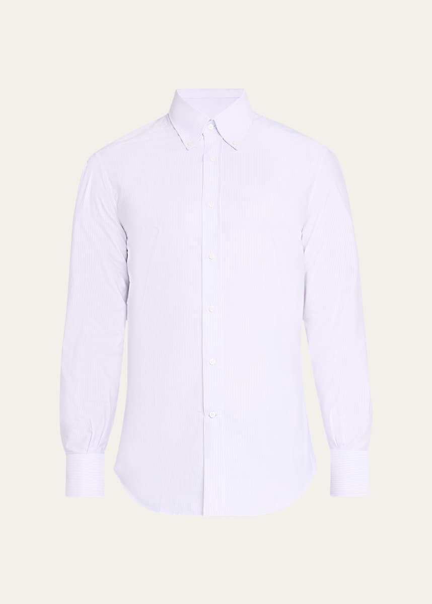 Brunello Cucinelli Men's Cotton Micro-Stripe Sport Shirt