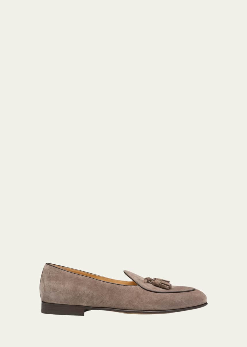 Brunello Cucinelli Men's Suede Belgian Tassel Loafers