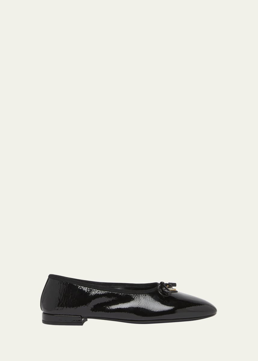 Prada Leather Bow Ballerina Flats