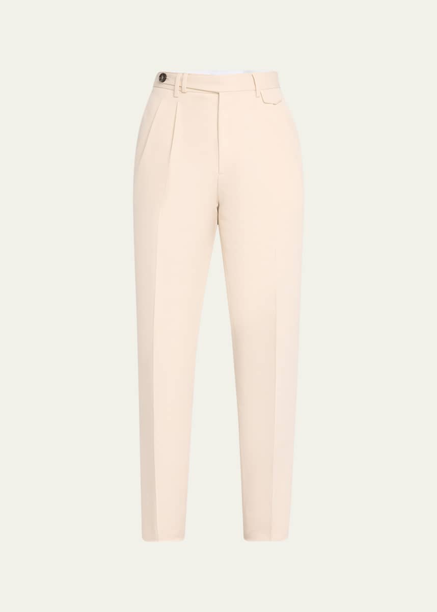 Brunello Cucinelli Men's Cotton and Wool Double-Pleated Pants