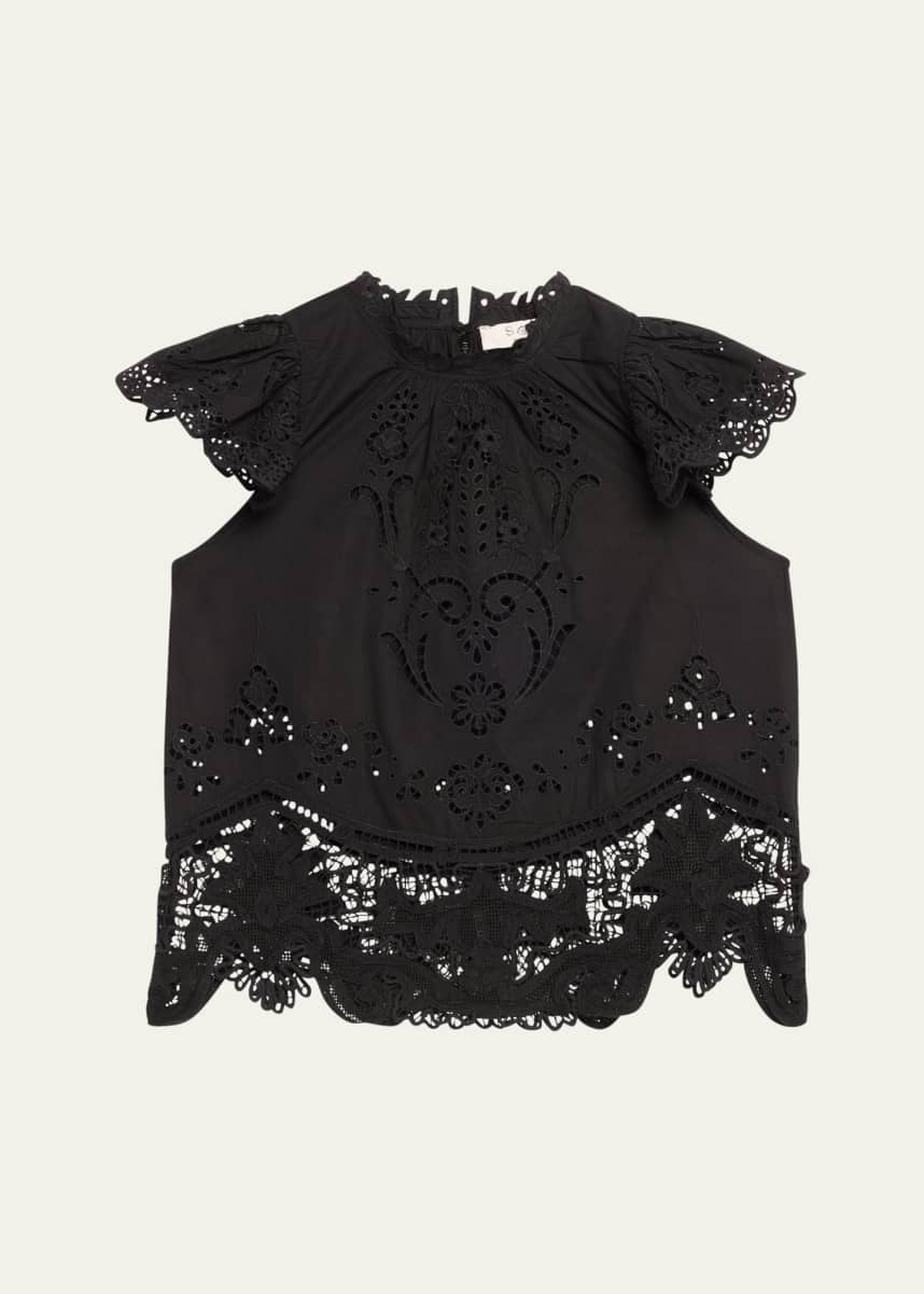 Sea Gianna Lace Flutter-Sleeve Top