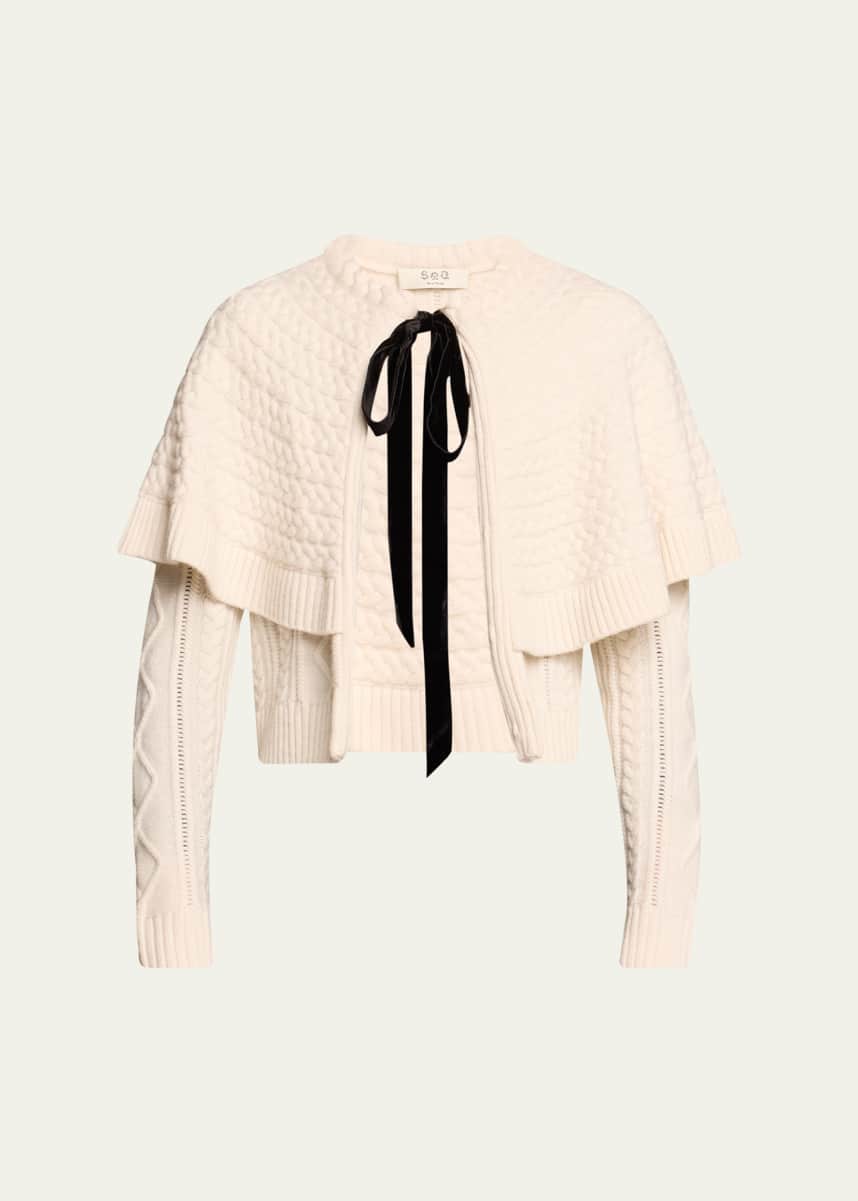 Sea Caleb Cable-Knit Cape Cardigan