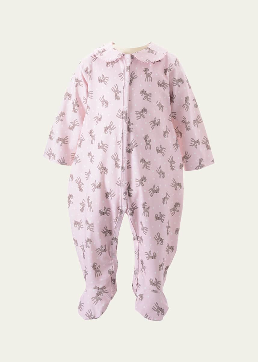 Rachel Riley Polka Dot Fawn Printed Footie, Size Newborn-12M