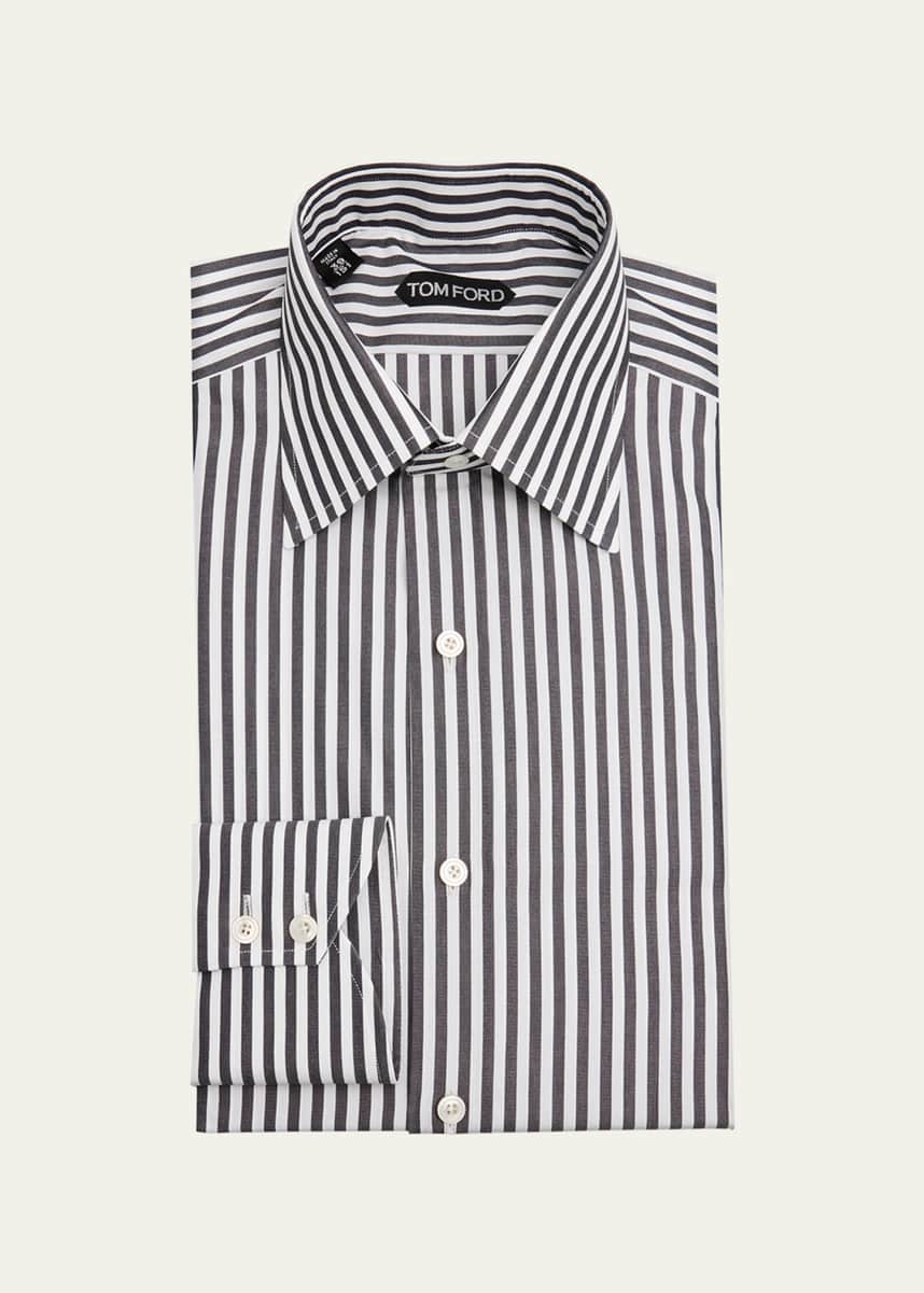 TOM FORD Men's Cotton Ladder Stripe Slim Fit Dress Shirt