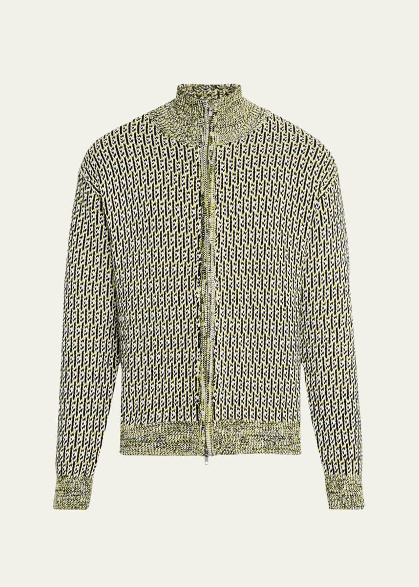 ZANKOV Men's Jacquard Knit Zip Blouson Jacket