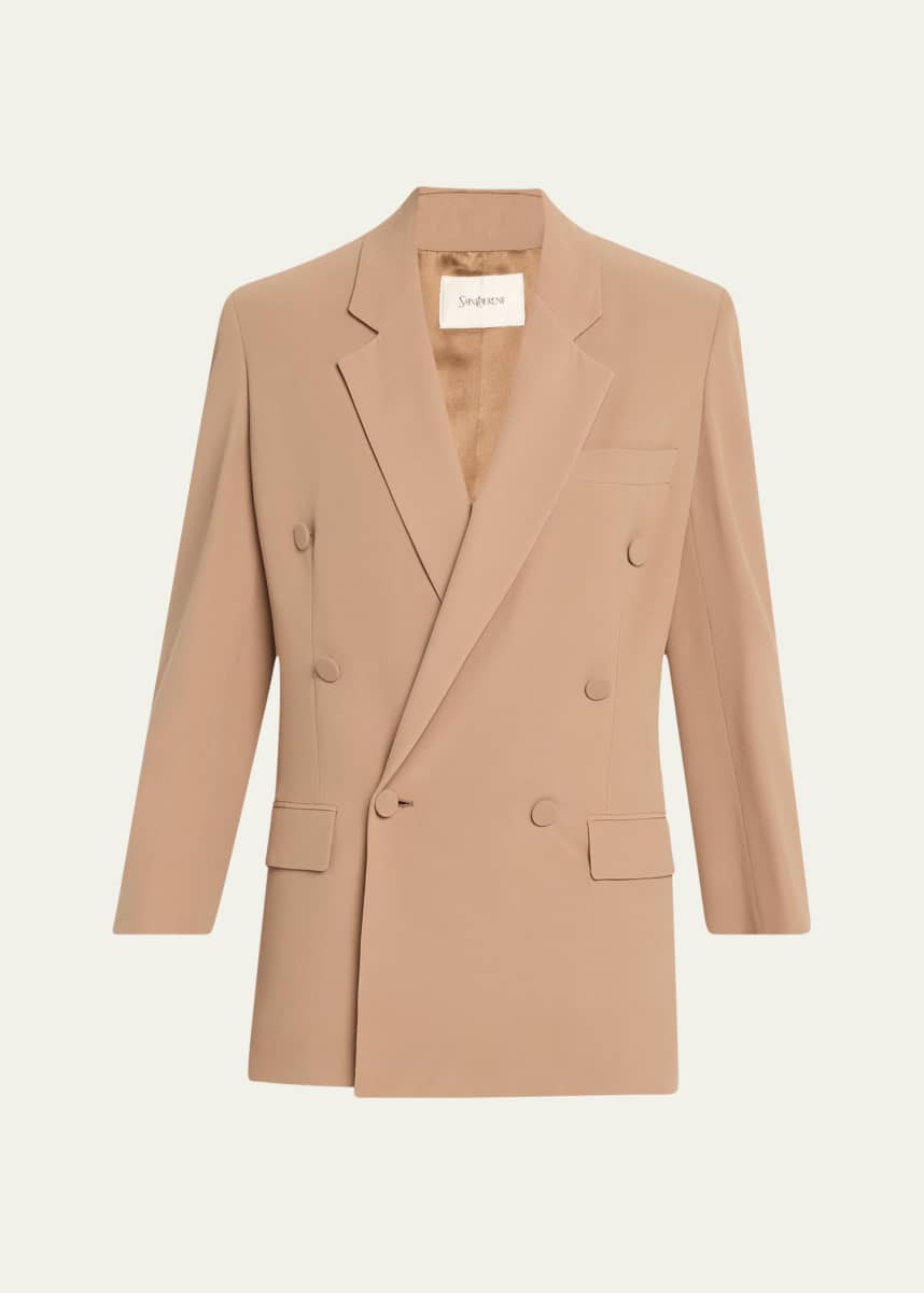 Saint Laurent Double-Breasted Silk Wrap Blazer