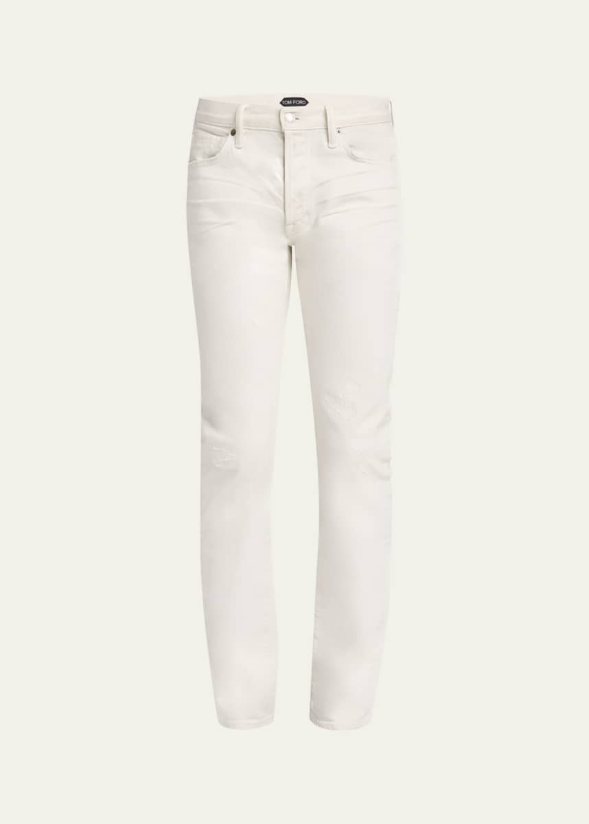 TOM FORD Men's Straight-Fit Distressed Denim Jeans