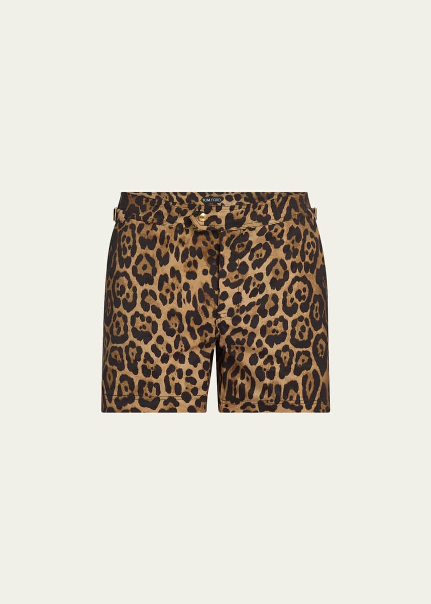 TOM FORD Men's Slim Fit Leopard-Print Swim Shorts