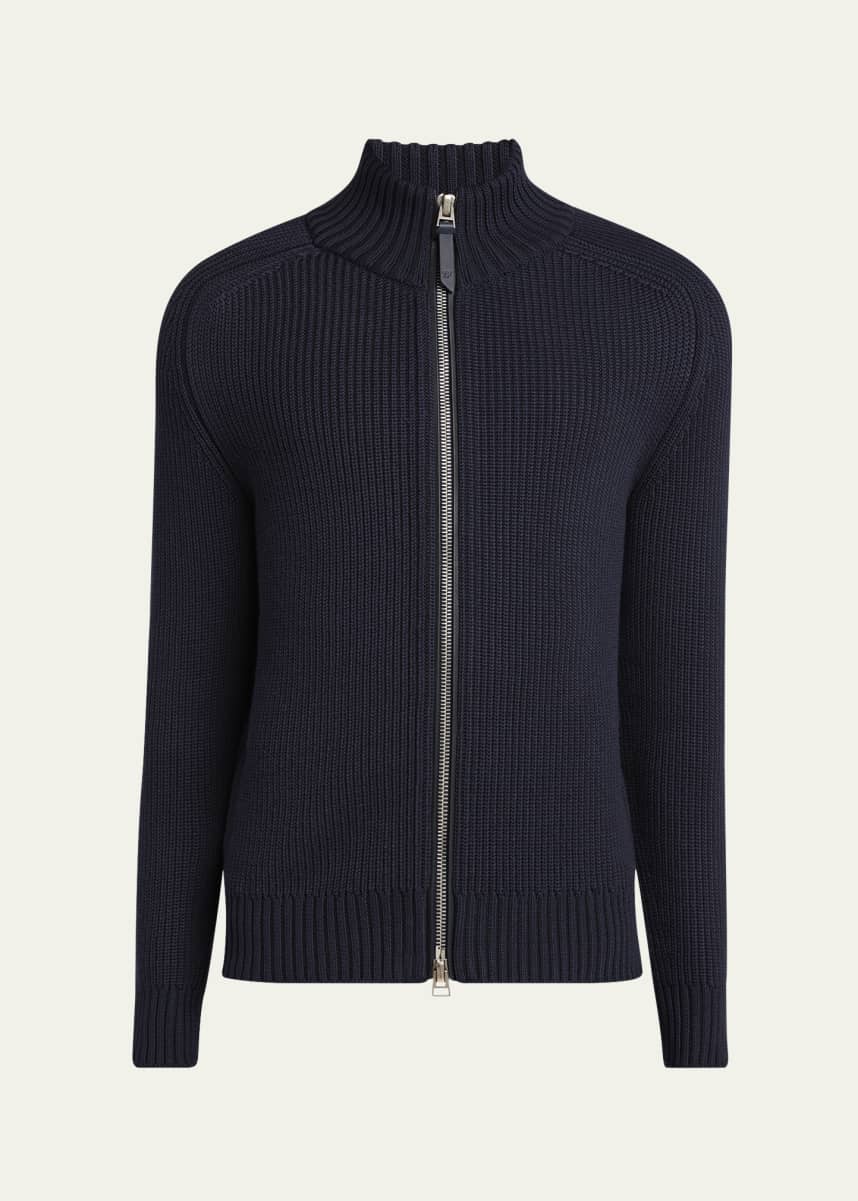 TOM FORD Men's Ribbed Full-Zip Sweater