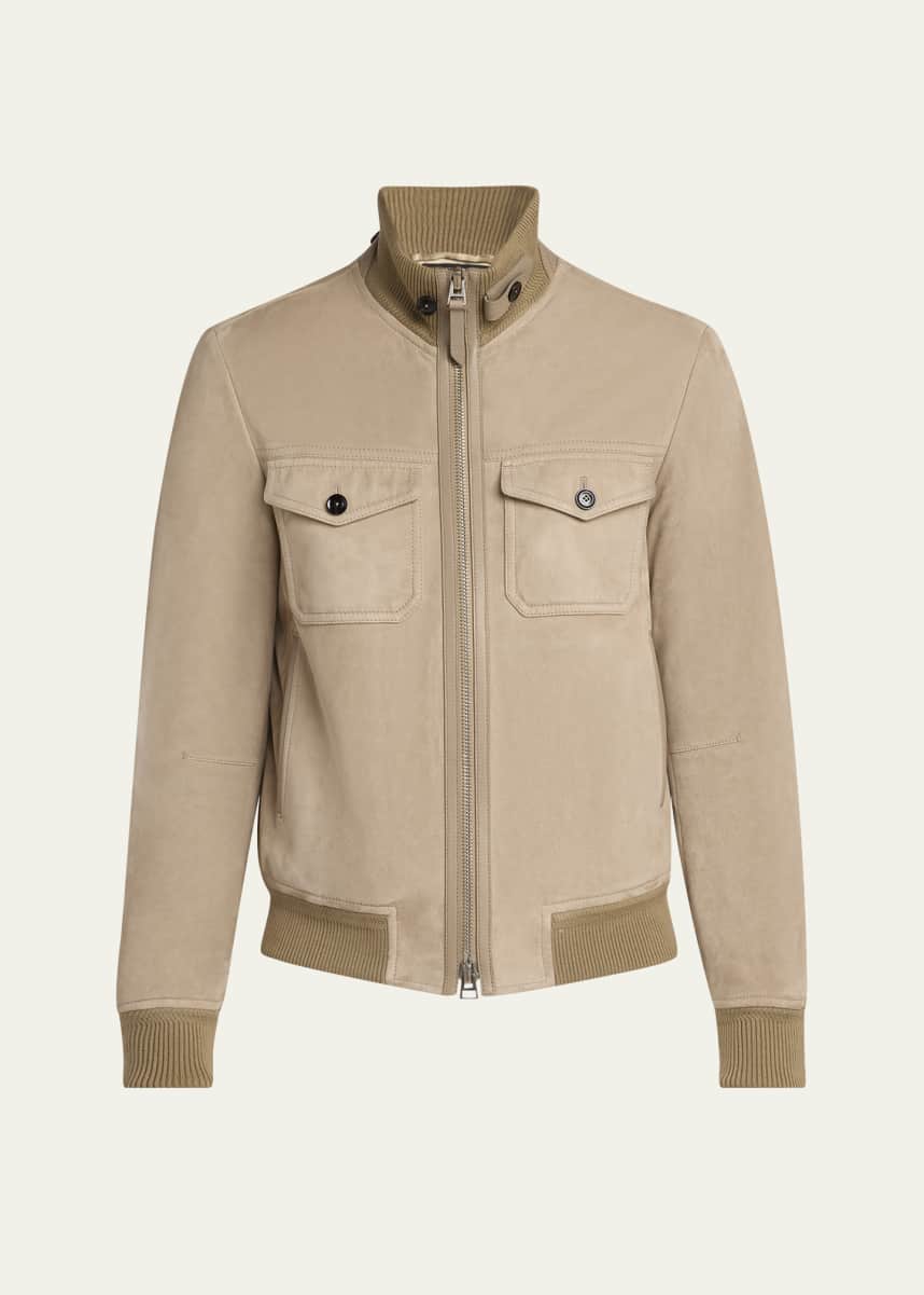 TOM FORD Suede Double-Pocket Bomber Jacket