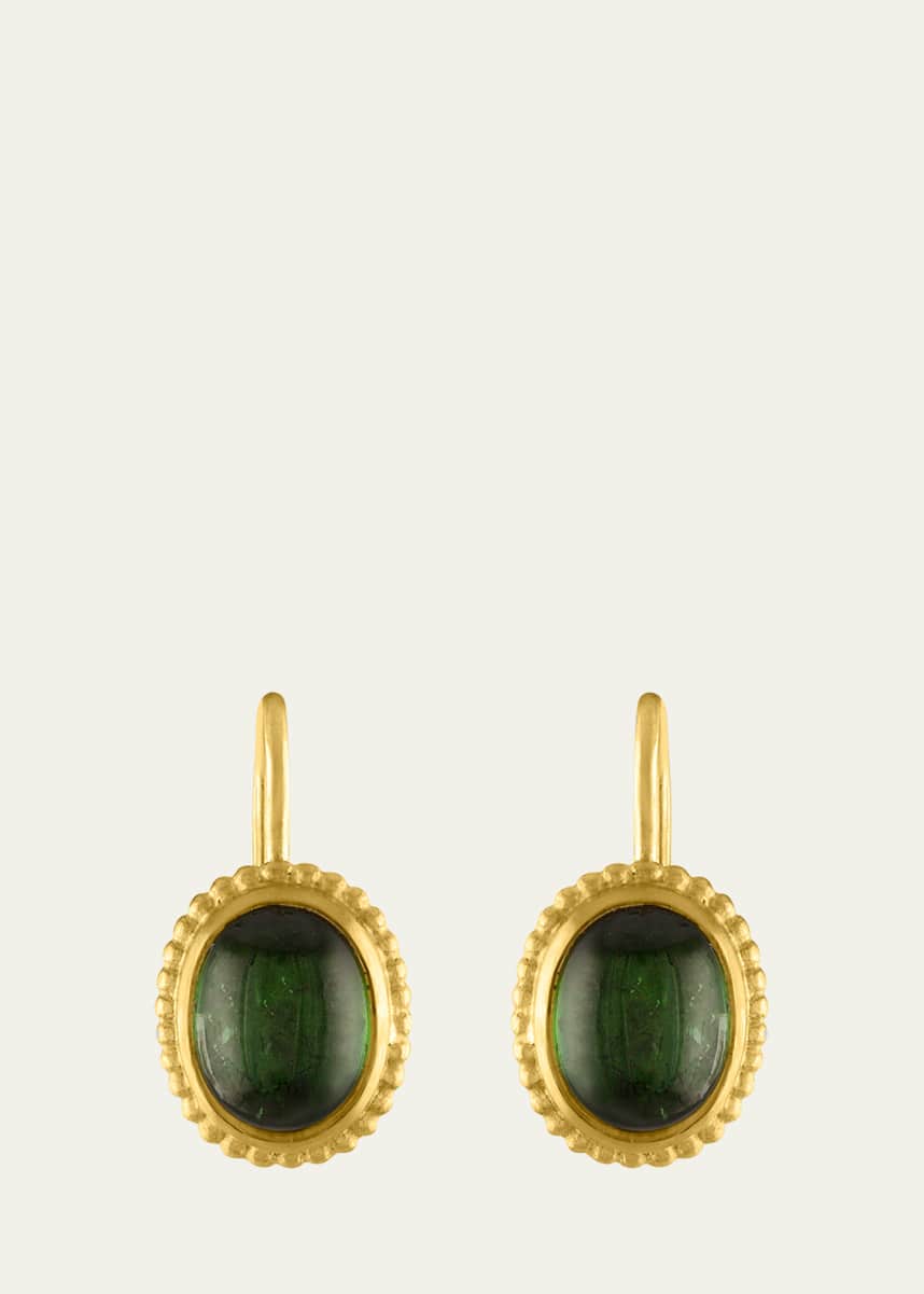 Prounis Jewelry Green Tourmaline Granulated Hook Earrings