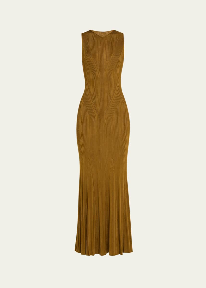 Adam Lippes Silk Engineered Rib Sleeveless Maxi Dress