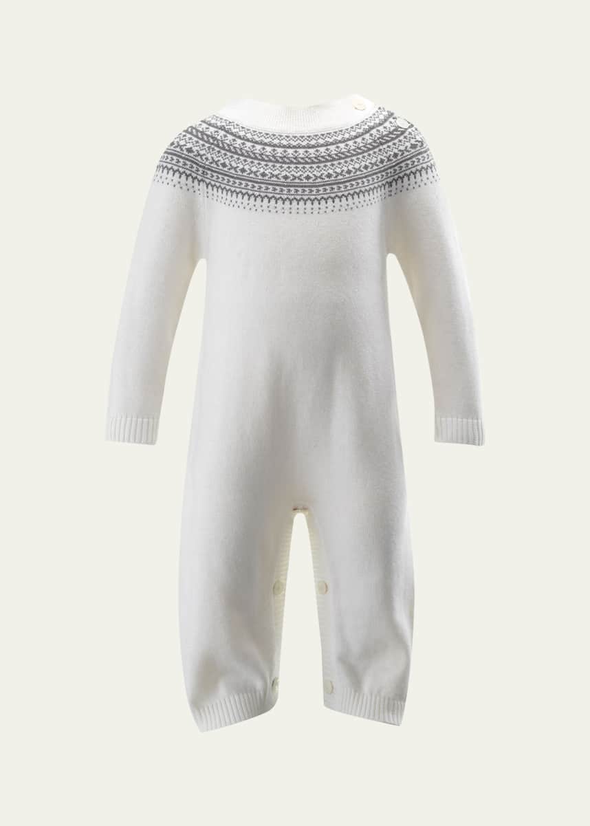 Rachel Riley Boy's Fairisle-Trim Knit Playsuit, Size 3M-24M
