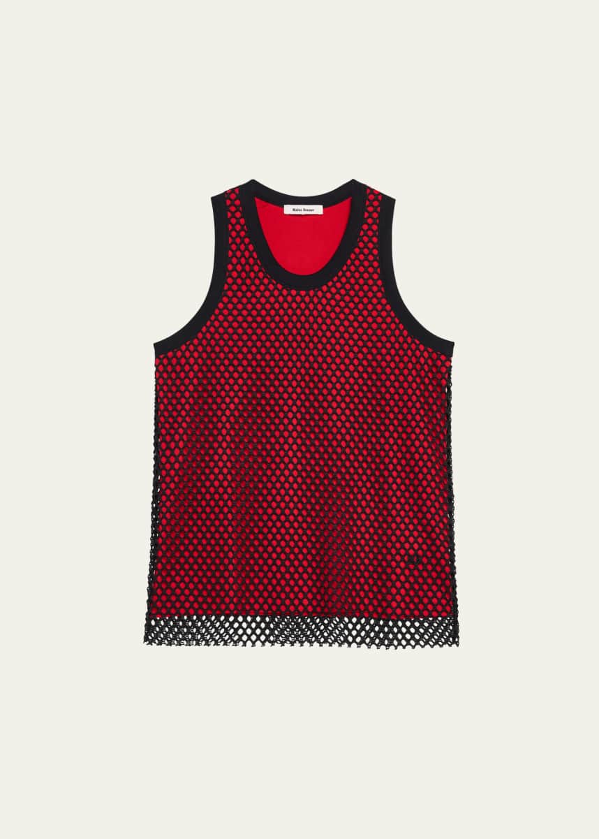Wales Bonner Men's Mesh-Overlay Record Tank Top