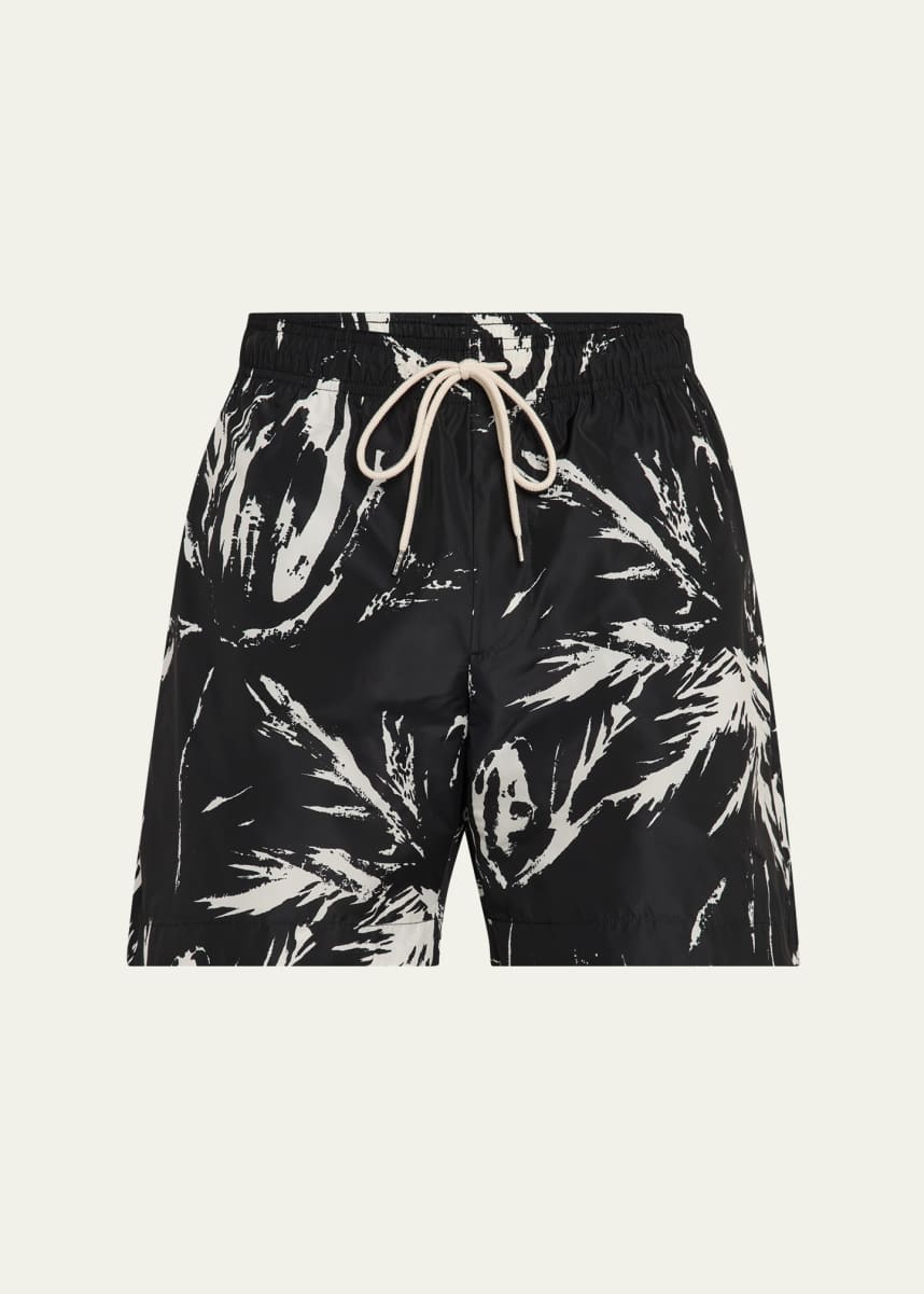 Wales Bonner Men's Althea Marble-Print Swim Shorts