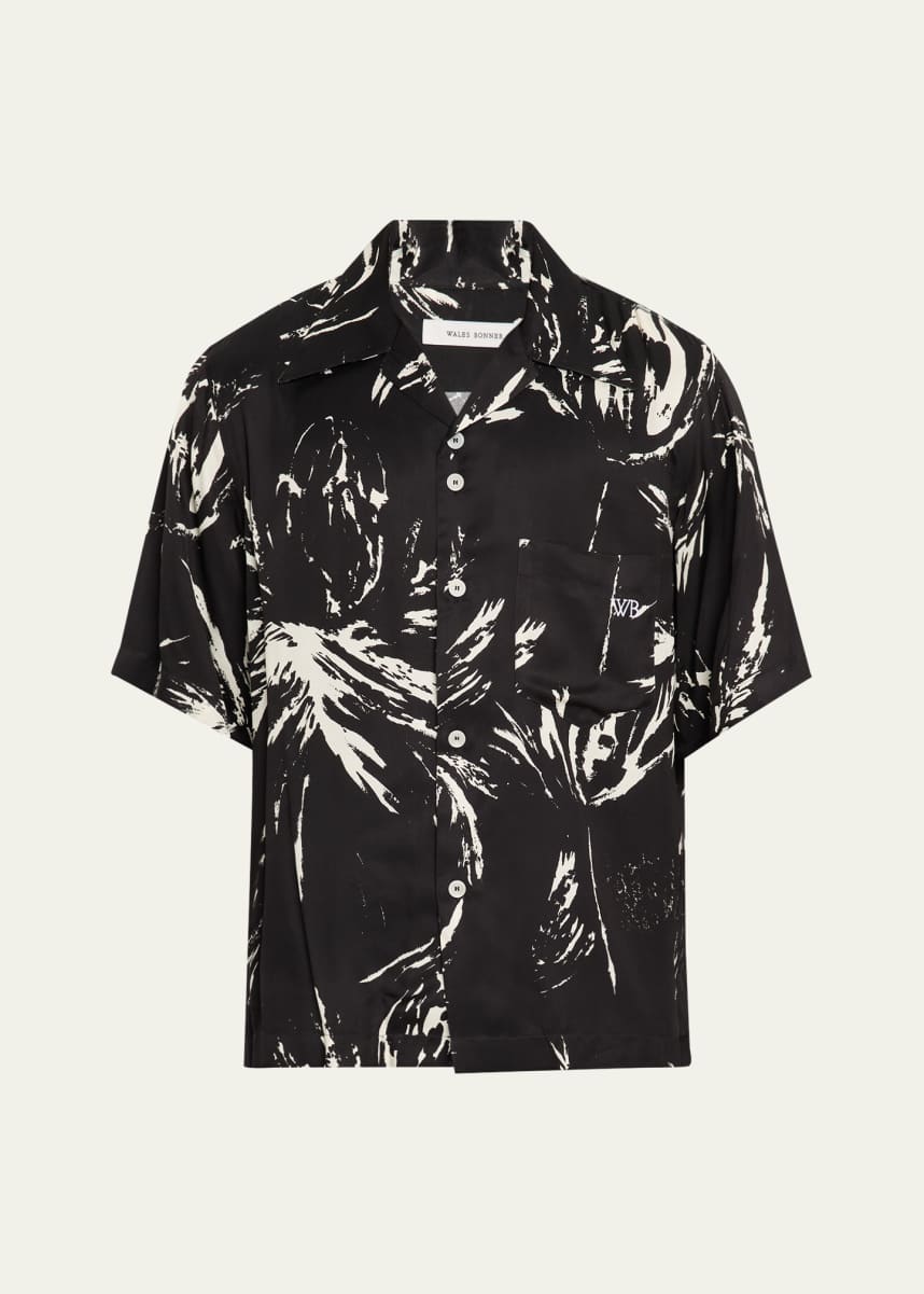 Wales Bonner Men's High Life Marble-Print Camp Shirt