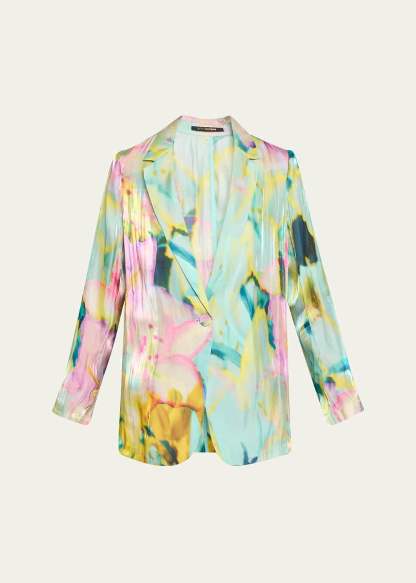 Kobi Halperin Joan Single-Button Metallic Satin Jacket