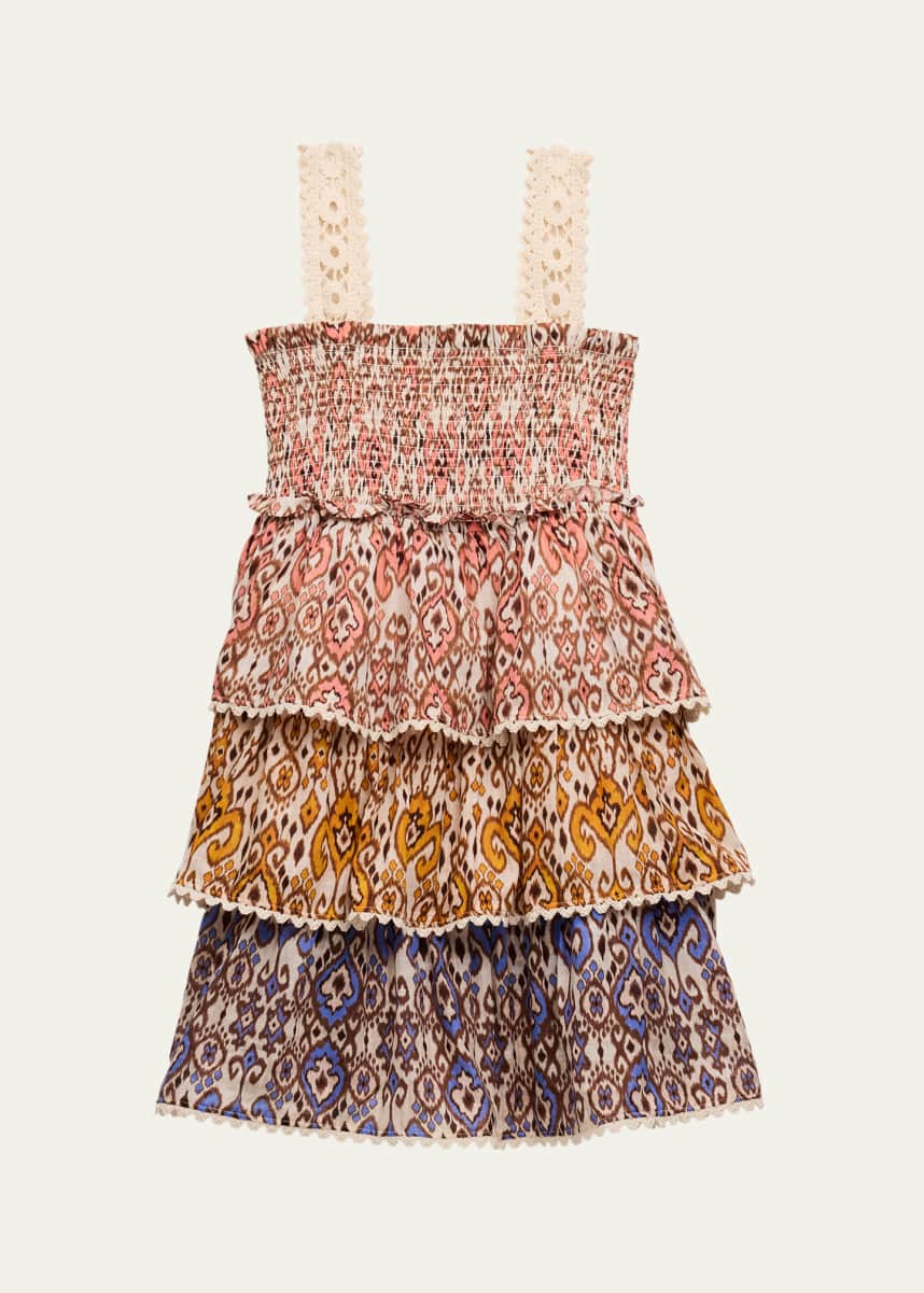 Zimmermann Girl's Wylie Tiered Multicolor Paisley-Print Dress, Size 1-12