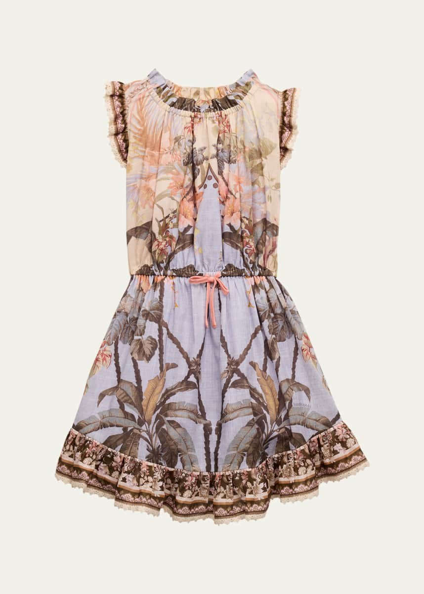 Zimmermann Girl's Wylie Floral-Print Dress, Size 1-12