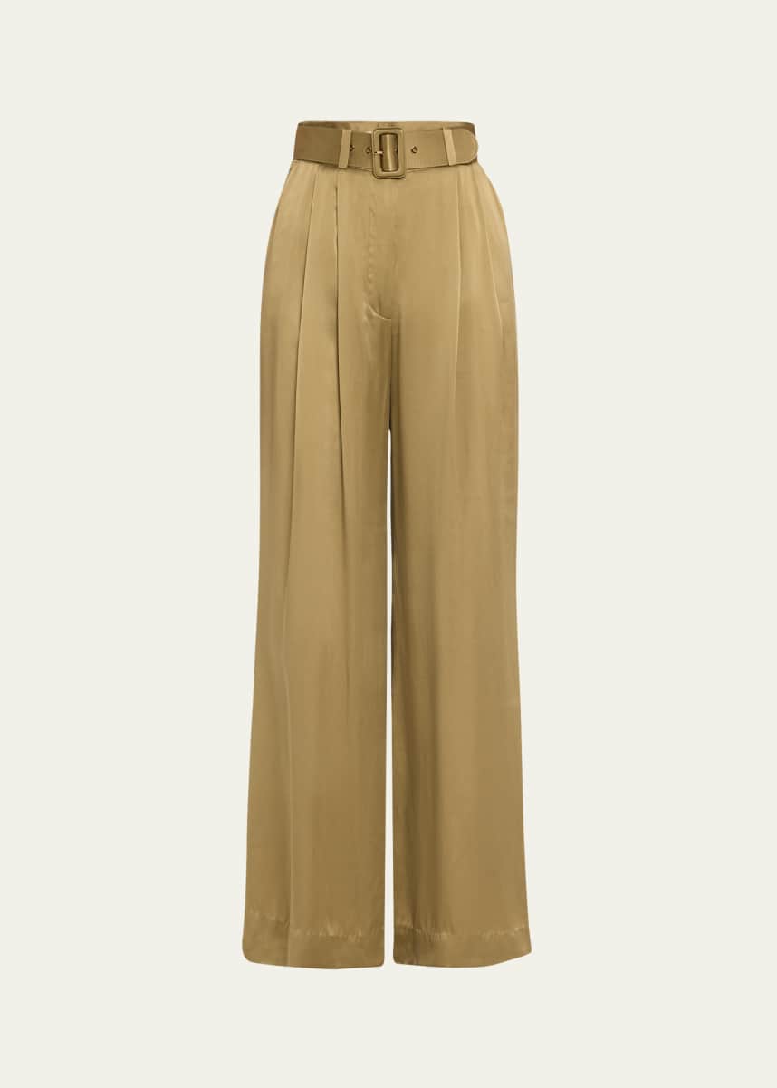 Zimmermann Belted Silk Tuck Pants