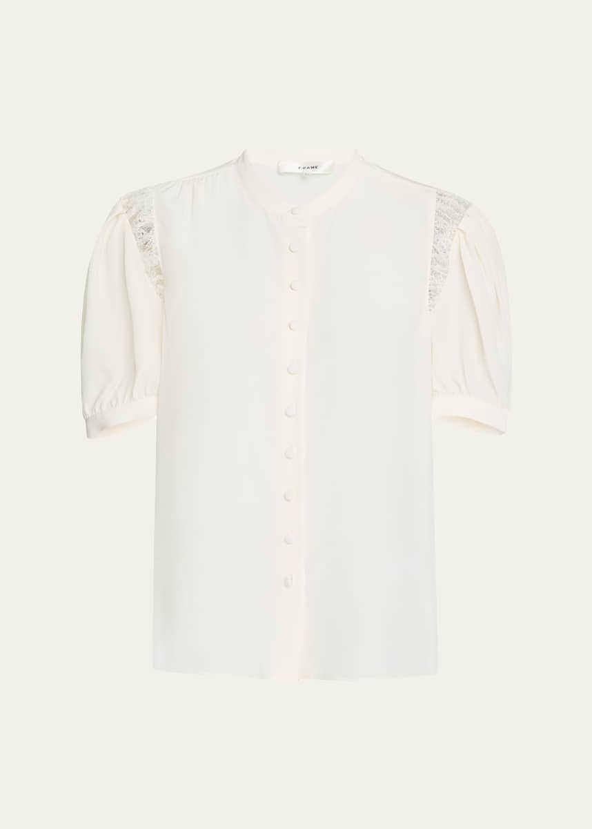 FRAME Lace Shoulder Blouse