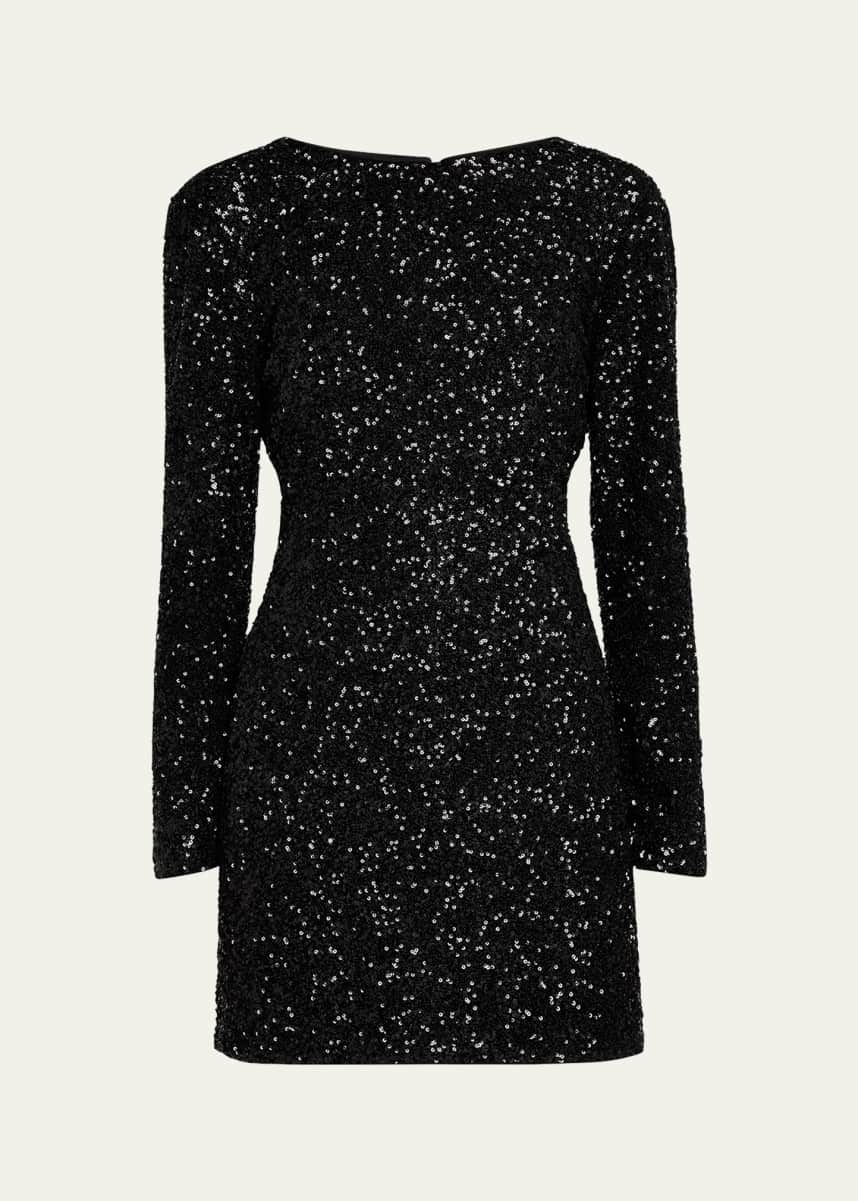 FRAME Long-Sleeve Sequined Mini Dress