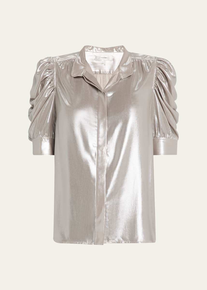 FRAME Gillian Metallic Lurex Top