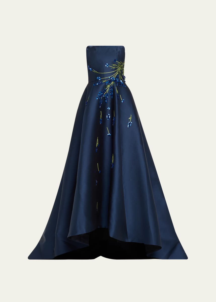 Monique Lhuillier Sequined Strapless Ball Gown