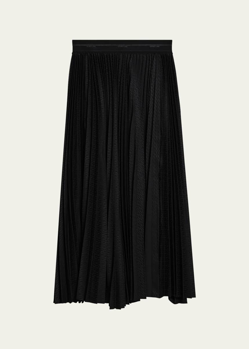 Helmut Lang Logo Waistband Pleated Maxi Skirt
