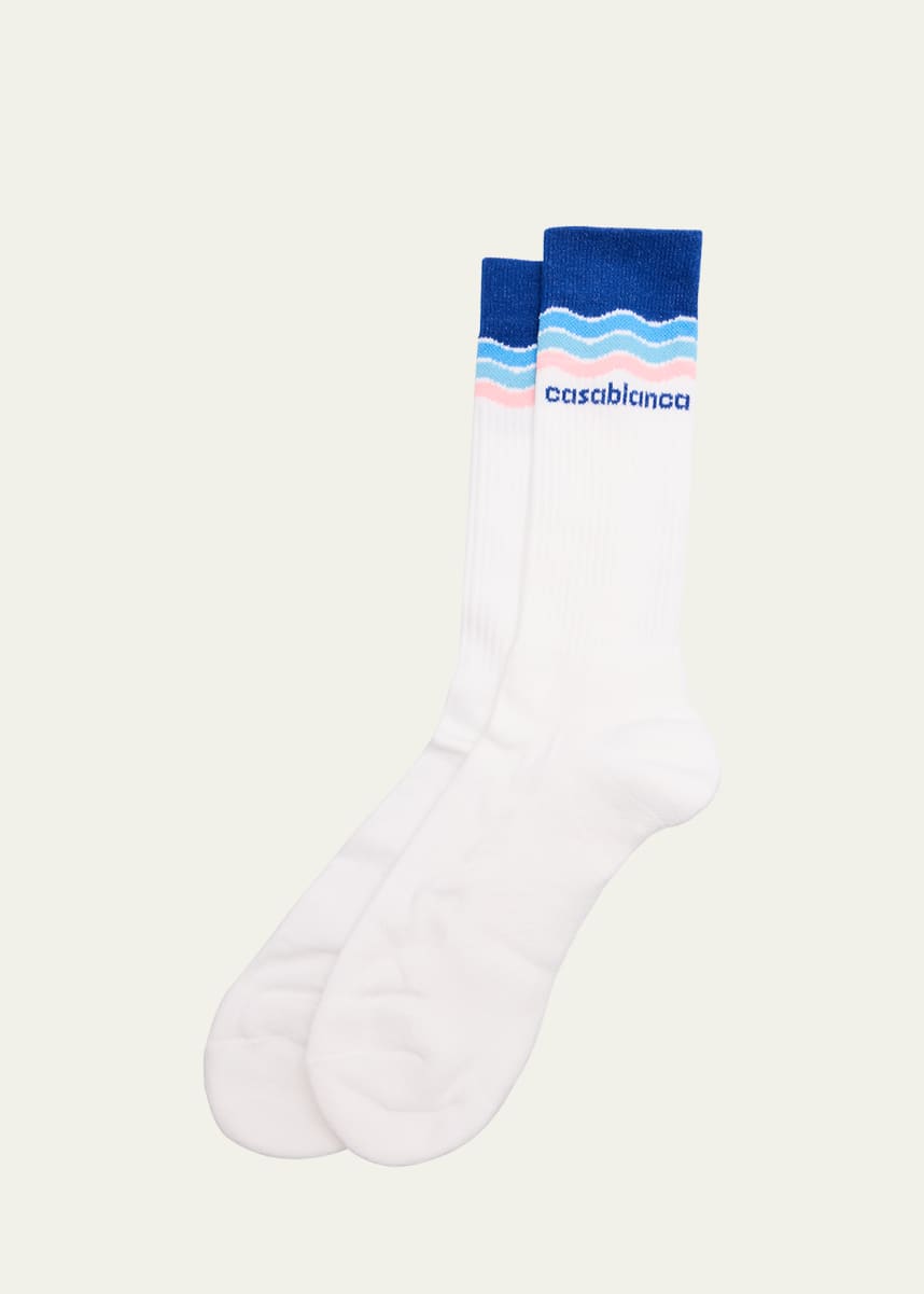 CASABLANCA Men's Stripe Logo Crew Socks