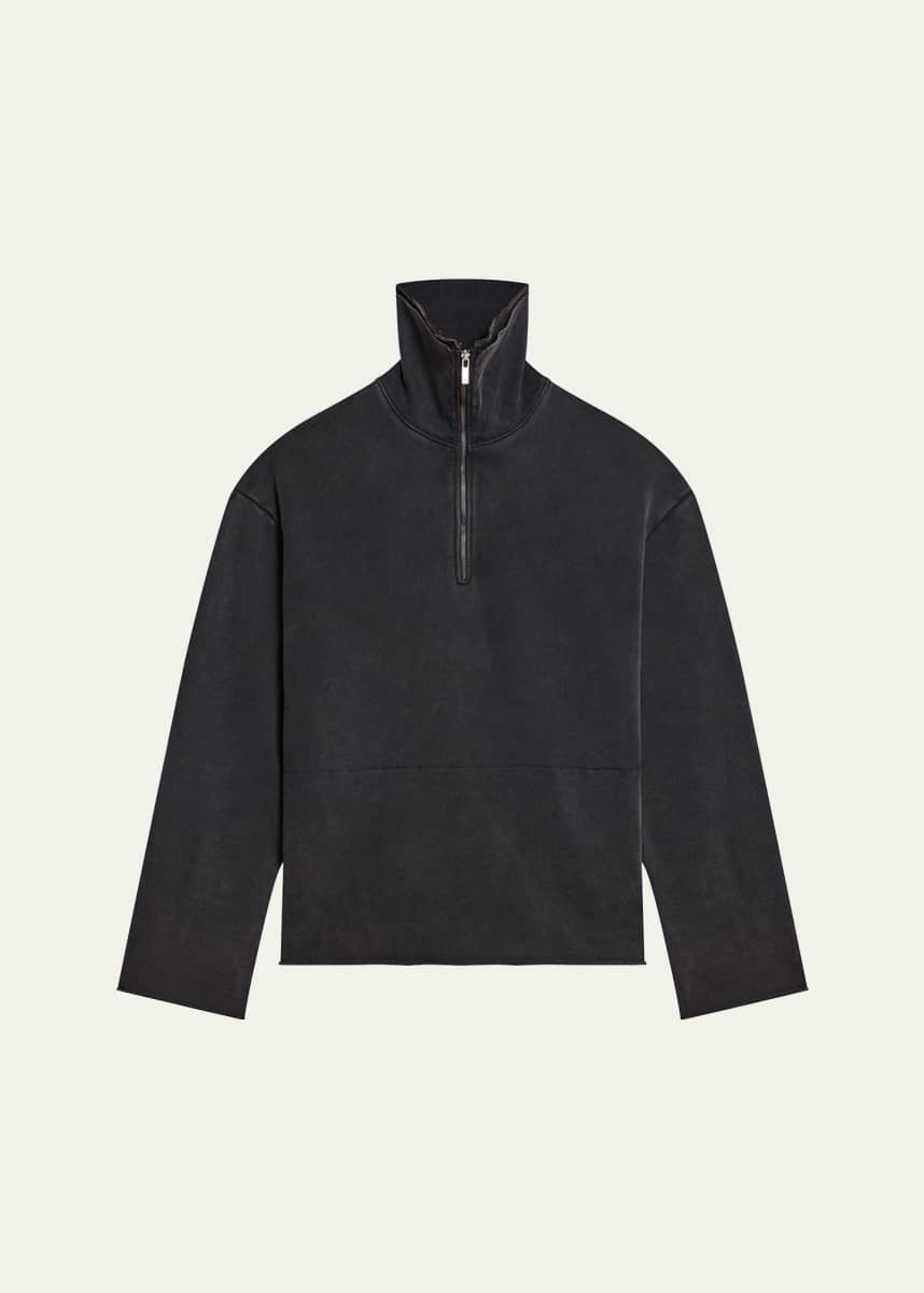 Helmut Lang Men's Washed Quarter-Zip Oversized Sweatshirt