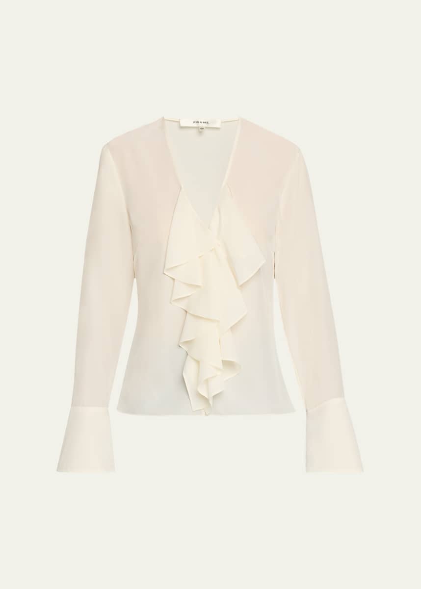 FRAME Ruffled V-Neck Blouse
