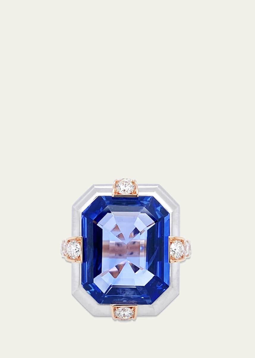 Bayco 18K Rose Gold and Platinum Sapphire Ring with Diamonds