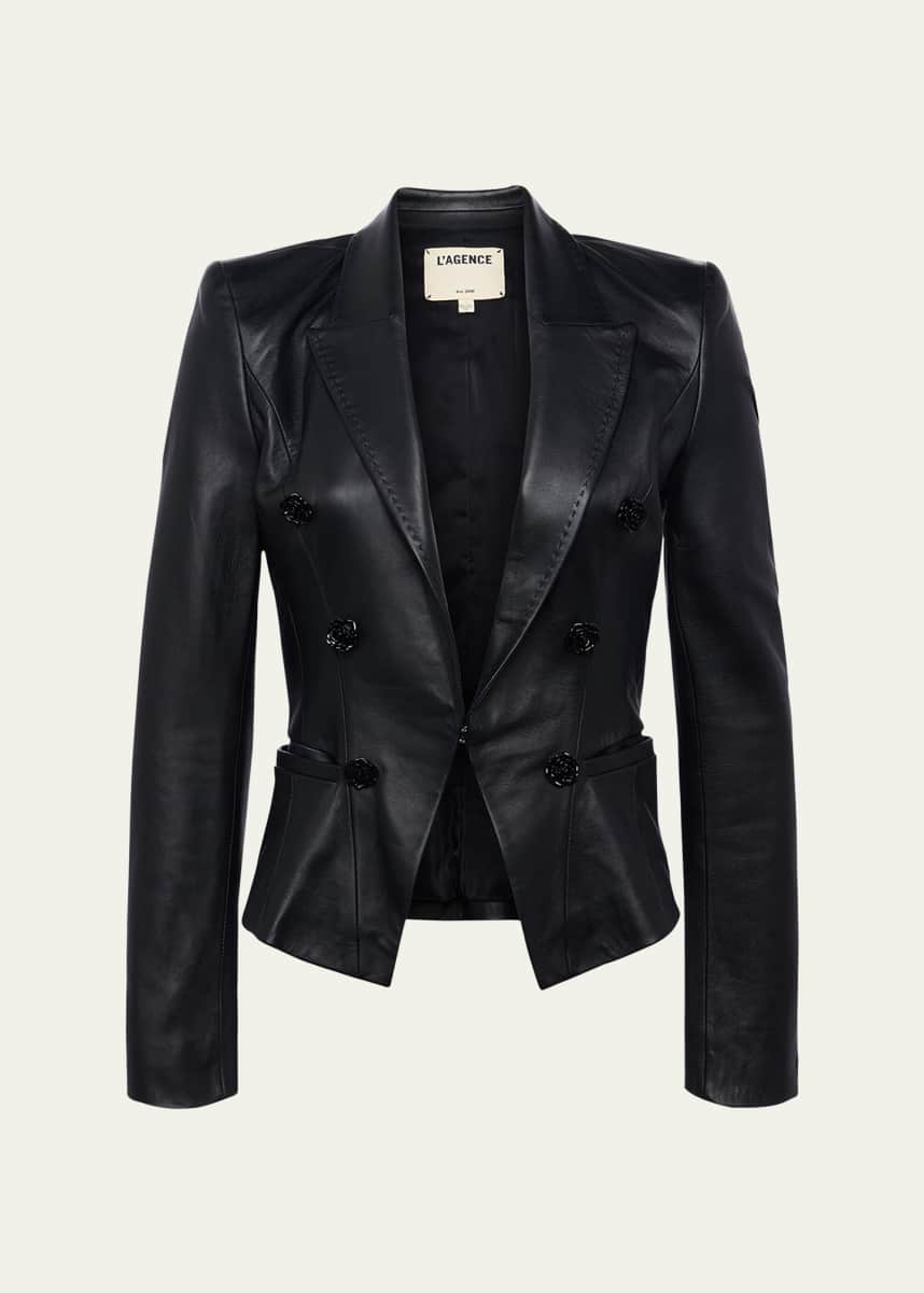 L'Agence Andalusia Tailored Leather Blazer