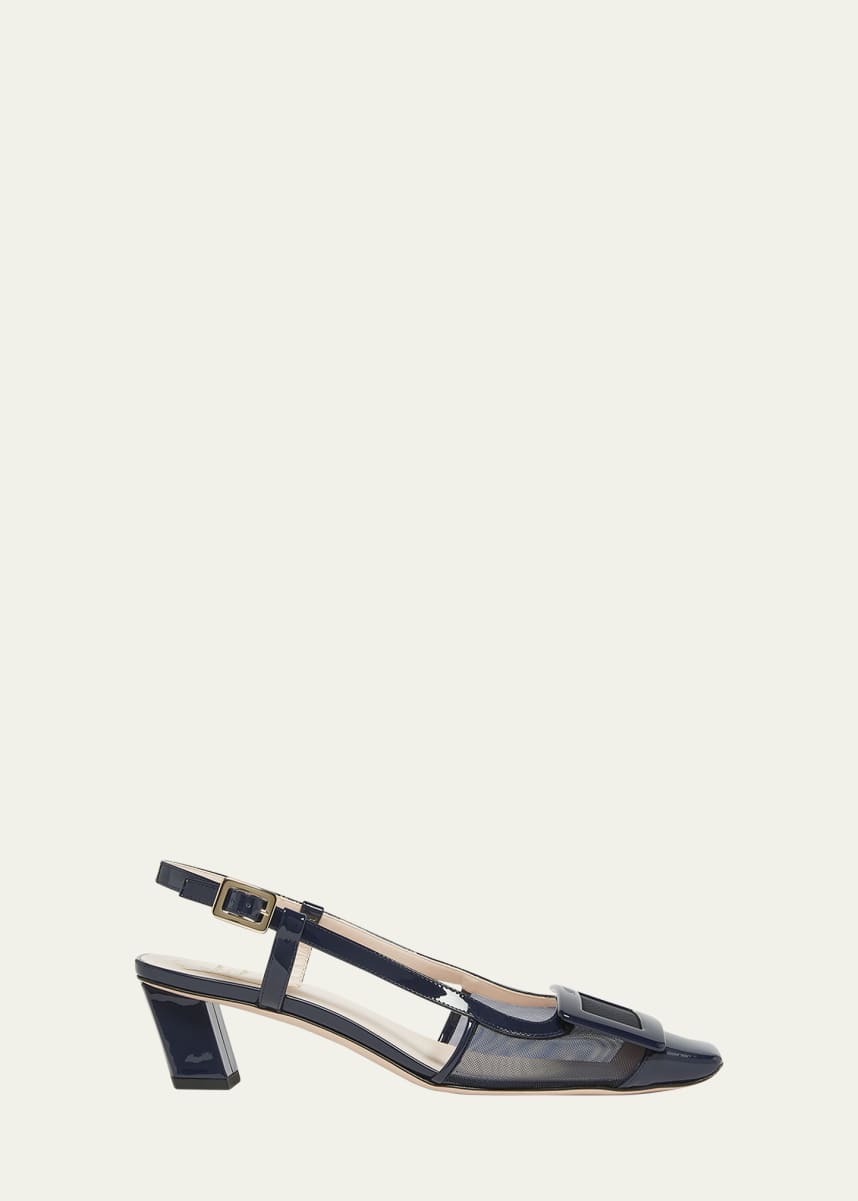 Roger Vivier Belle Vivier Mesh Buckle Slingback Pumps