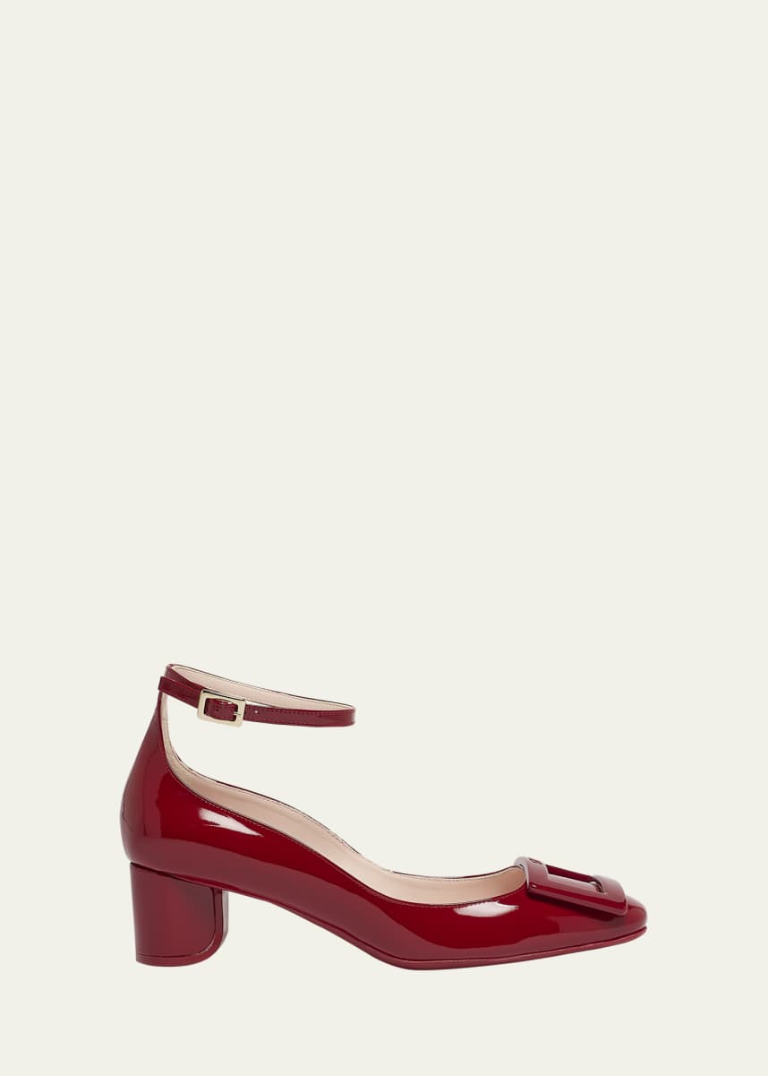 Roger Vivier Roundy Patent Ankle-Strap Pumps