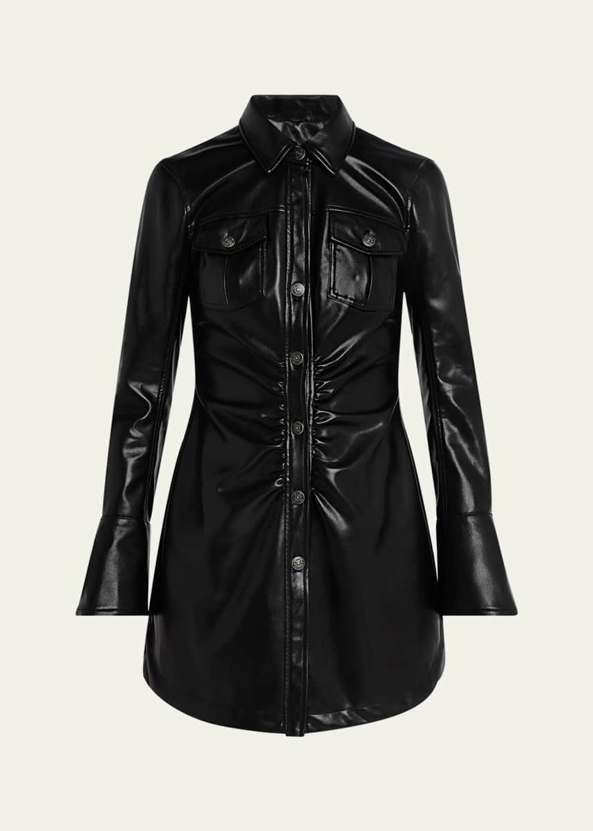 Cinq a Sept Alizee Vegan Leather Mini Shirtdress