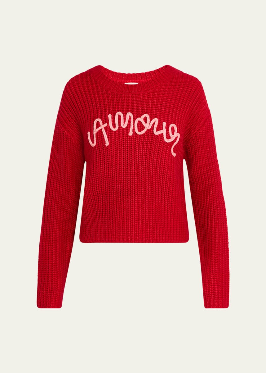 Cinq a Sept Amour Embroidered Crewneck Sweater