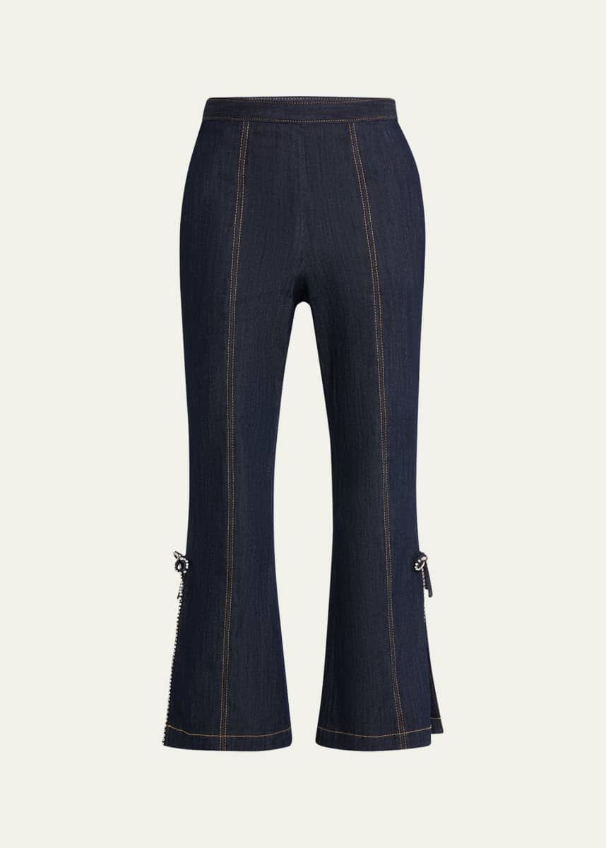 Cinq a Sept Ayleen Crystal Bow Cropped Pants