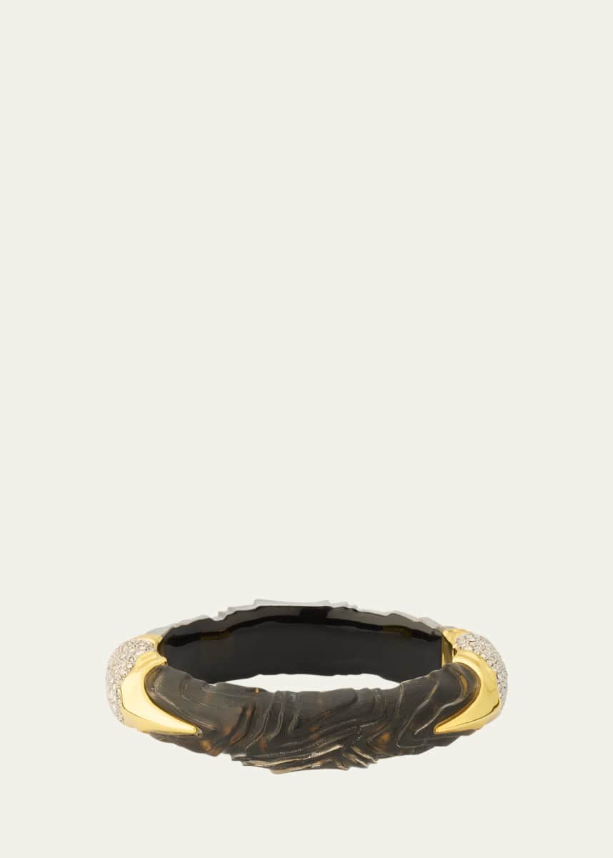 Alexis Bittar 14K Gold-Filled Brass Madera Crystal & Lucite Hinge Bracelet