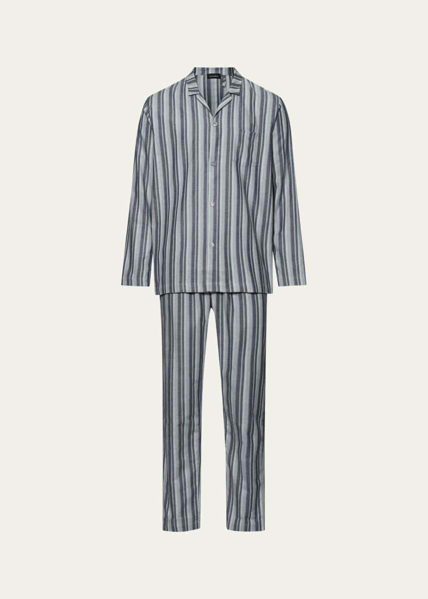 Hanro Men's Cozy Comfort Flannel Long Pajama Set