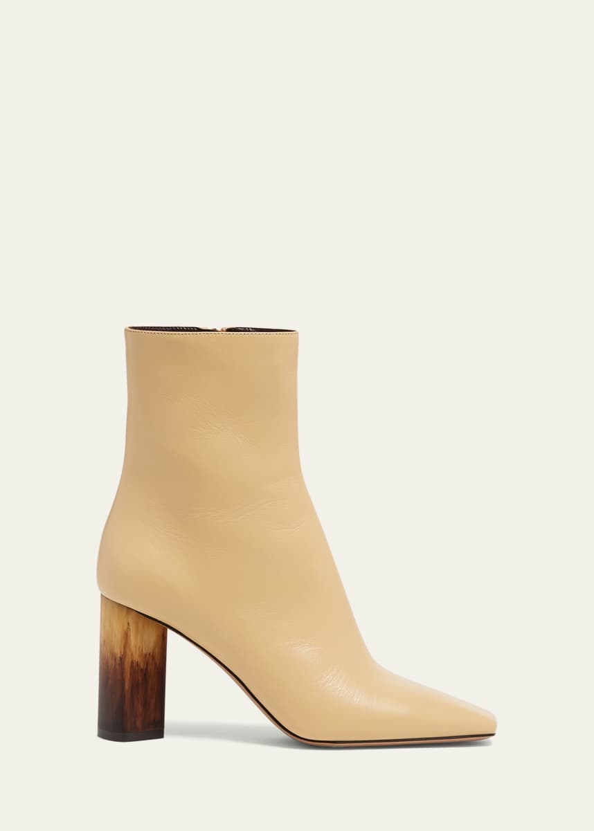 Chloe Georgia Leather Block-Heel Booties